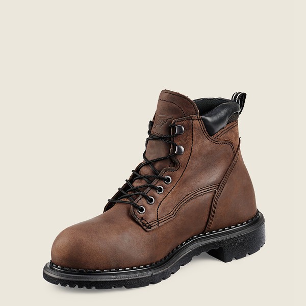 Red Wing Safety Bot Erkek - Supersole® - 6-Inch Waterproof Toe Metguard - Kahverengi/Siyah - 06QPLYR